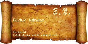 Budur Nándor névjegykártya